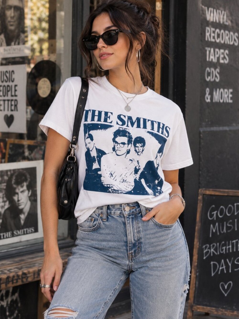 The Smiths Band T Shirt Unisex M White Blue Morrissey Graphic Indie Rock Tee New